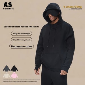 <span class=keywords><strong>Felpa</strong></span> con Cappuccio e Maschera per Occhi da Uomo RS, 350g in Cotone Felpato e Velluto, Set da Pendolare con Cappuccio e Tasche sui Maniche, Felpe da Uomo - Product Image 4