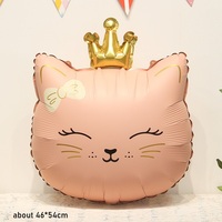 Ballons en aluminium chat couronné rose mignon pour anniversaire, filles, garçons, baby shower, fournitures de fête sur le thème du chaton