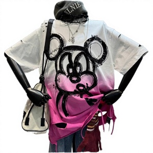 เสื้อยืดแขนสั้นลำลองผู้หญิงลายการ์ตูน KT Cat รุ่นใหม่ปี 2025 สีไล่ระดับ ผ้าถักโพลีเอสเตอร์/คอตตอน ป้องกันการเป็นขุย สำหรับฤดูร้อน - Product Image 2