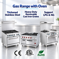 Cuisinière à gaz commerciale homologuée ETL/CE, 6 brûleurs avec four, 210 000 BTU, en acier inoxydable, pour usage en restaurant, prix d'usine