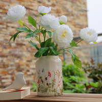 Jarrón Decorativo de Porcelana ARM LVG, Estilo Vintage, Textura Natural, Esmalte Craquelado, Diseño de Mariposas y Flores, Feng Shui, para Bodas