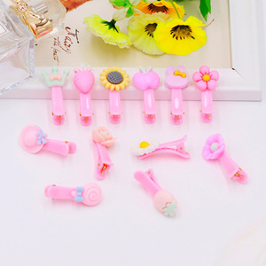 Jolies pinces à cheveux en résine de dessin animé, roses, 4 cm, motif floral, pinces à bec de canard pour usage quotidien - Product Image 2