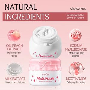 Sadoer Leche 120g Melocotón Aguacate Mascarilla <span class=keywords><strong>para</strong></span> <span class=keywords><strong>dormir</strong></span> Hidratante Nutritivo Rejuvenecedor Suavizante Antienvejecimiento Fruta Mascarilla <span class=keywords><strong>para</strong></span> <span class=keywords><strong>dormir</strong></span> - Product Image 4