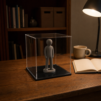 Vitrine en acrylique en forme de cube, avec base noire, étagère pour modèles réduits de voitures, fabrication sur mesure, protège les pièces du poussière