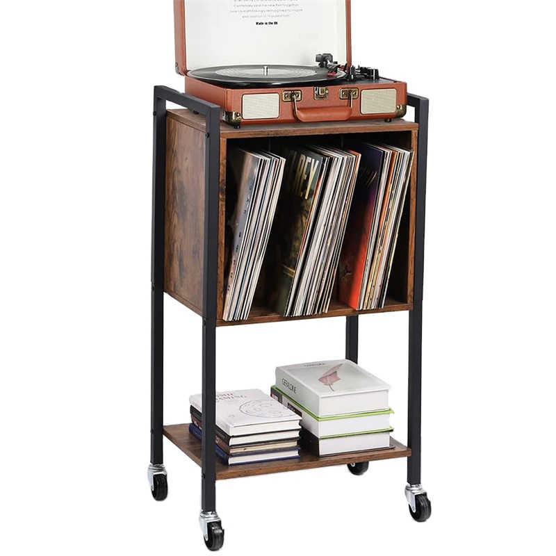 Производитель OEM, винтажная деревянная виниловая стойка для витрин, стеллаж для спальни, гостиной, записывающий проигрыватель, стол для хранения альбомов, ночная подставка
