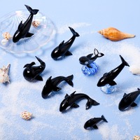 Figura de Orca Hecha a Mano en Vidrio, Mini Adorno de Ballena Asesina, Decoración de Animales en Vidrio Lampwork, Decoración para Acuario, Terrario, Escritorio, Regalo