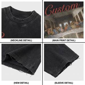 Camiseta Personalizada Designer <span class=keywords><strong>Vintage</strong></span> em Algodão Lavado com Ácido, Camiseta Oversized Estilo Streetwear com Estampa Gráfica para Homens - Product Image 3