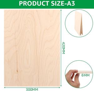 ZOFUN 6 Paneles de Madera Contrachapada de Abedul A3 de 6 mm, 420x300 mm, Cortes Finos de Madera para Manualidades, Bricolaje, Trabajos de Madera, Procesamiento Láser, Pirograbado, Modelismo - Product Image 2