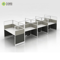 Station de travail de centre d'appels moderne en gros, 7 places, cloison de bureau en verre, modulaire, convertible, extensible, bureau de bureau