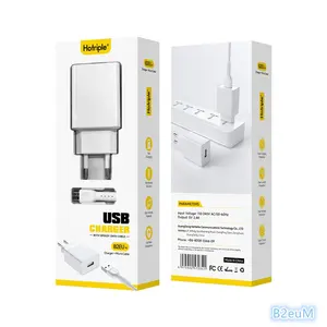 Hotriple B2euM Vendedor superior 5V 2.4A Enchufe DE LA UE Adaptador de cargador de teléfono de carga rápida USB Cargador de pared Carga de viaje con micro cable