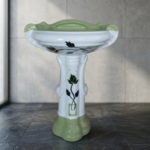 Lavabo en céramique moderne en forme de diamant avec piédestal complet pour salles de bain design - Product Image 4