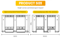 Conteneur de palette en plastique ventilé empilable de qualité alimentaire industrielle robuste de 606 litres avec roues et couvercle pour fruits et légumes