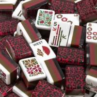 Lot de 160 tuiles de jeu de Mahjong américain en acrylique transparent à 3 couches avec motif léopard éclatant sur le dos