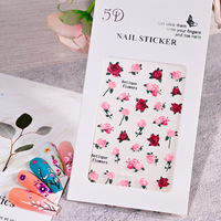 5D en relief Sakura fleur Nail Art autocollants lavande/Rose/feuilles ongles décalcomanies printemps fleur fleur manucure décoration