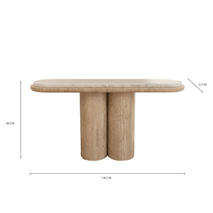 Tavolo Console Cavallo KUMUSI FURNITURE con Base in Travertino e Piano in Marmo Arabescato - Product Image 3