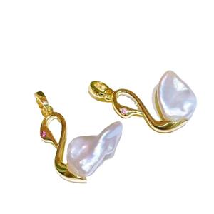 Collier pendentif en argent S925 avec perles de 10-13 mm pour femmes, accessoires de perles DIY 30628 avec support vide en forme de cygne - Product Image 5