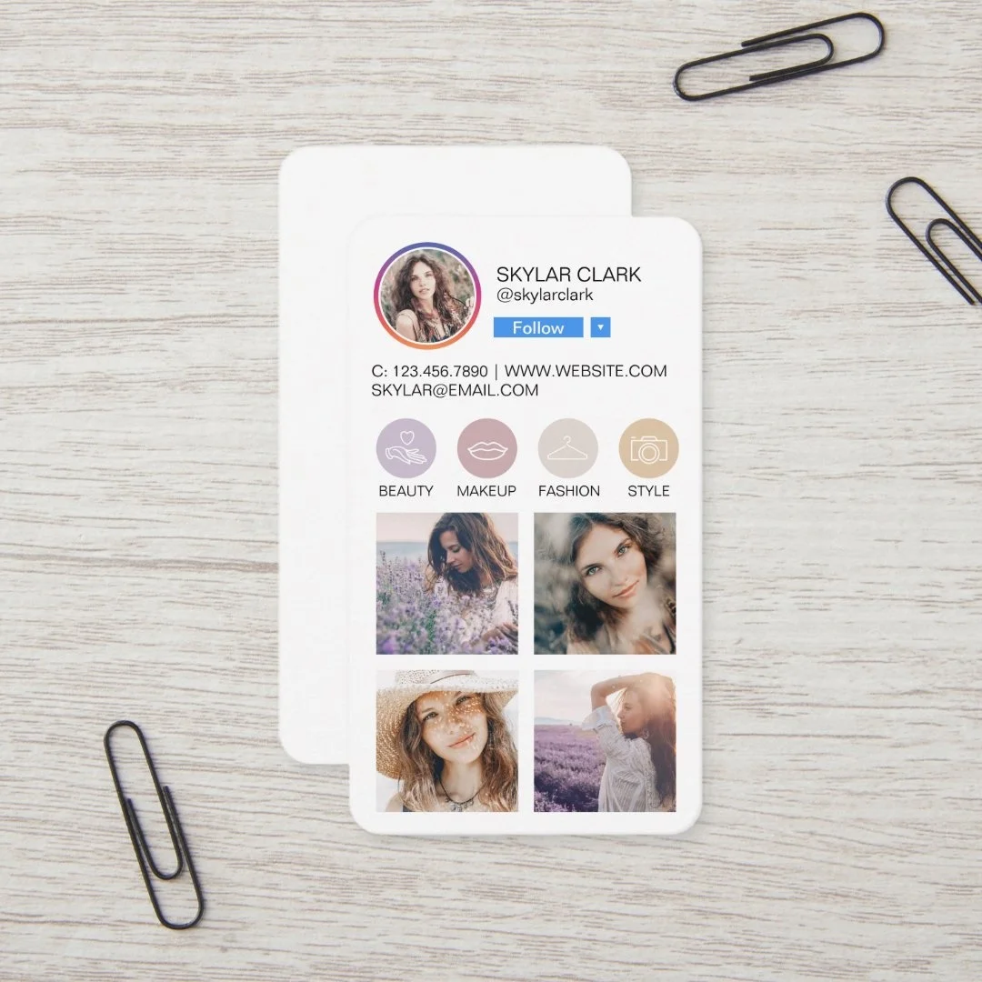 Custom Printing Instagram Business Card Template Design Social Media QR Code Credit Calling Card Personalized