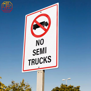 Panneau <span class=keywords><strong>de</strong></span> signalisation routière anti-poussière en aluminium réfléchissant à bordure rouge, pré-percé, pour <span class=keywords><strong>interdiction</strong></span> <span class=keywords><strong>de</strong></span> camions lourds en zone résidentielle - Product Image 2