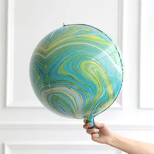 22 Inch Large Agate Foil Balloons 4D Round Sphere Mylar Pastel Marbled Balloon For Christmas Wedding Birthday Party Baby Shower