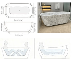 Bañera Independiente de Travertino Natural, Bañera de Piedra de Travertino Beige Sólido, Bañera de Lujo para Hotel o Villa, Bañera de Mármol - Product Image 5
