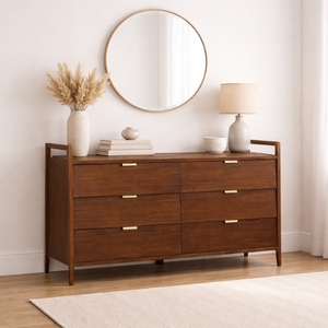 Commode de rangement en bois à 6 tiroirs, armoire de style moderne du milieu du siècle pour chambre à coucher, salon, salle à manger, meubles de maison - Product Image 2