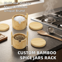 Support de rangement de comptoir à un niveau pour pots à épices en bambou avec couvercles, organisateur de cuisine, personnalisable avec logo et taille OEM
