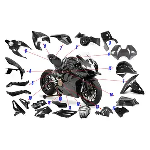 Kit de carenagem para motocicleta, 100%, 3k, fibra de carbono, para ducati panigale v4/v4s/v4r, carenagens, para frente e traseira