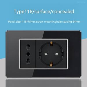 Enchufe de pared con interruptor de luz, doble puerto USB tipo C, estándar europeo, de vidrio templado, con tres entradas de corriente. - Product Image 4