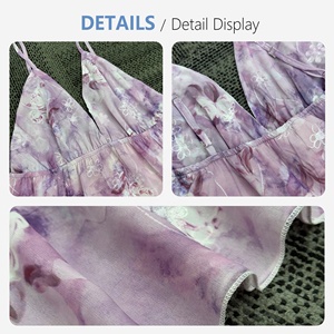 Elegante Abito <span class=keywords><strong>da</strong></span> Giardino Viola, Vestito Fluido a Strati in Viscosa, <span class=keywords><strong>Abbigliamento</strong></span> Floreale Femminile per Resort e Vacanze - Product Image 6