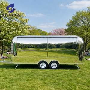 Remorque alimentaire mobile remorquable à double essieu, cuisine en acier inoxydable, camion de restauration avec fenêtre de service personnalisée, chariot à café et à nourriture - Product Image 2