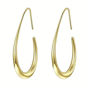 Pendientes de Aro de Oro Sólido de 18K de Lujo con Diseño Minimalista de Gota de Agua para Mujer, Joyería Fina para Uso Diario - Product Image 1