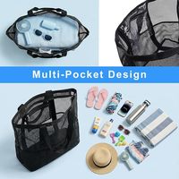 Sac de plage en maille grande capacité à deux poignées 35L en nylon à séchage rapide avec poches pour femmes, hommes et famille