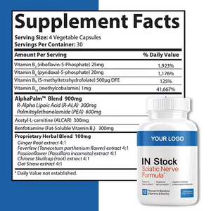 Complément alimentaire OEM GMP SciaNerve pour la santé des nerfs, formule de soutien nerveux, complexe de vitamine B, capsules d'acide alpha-lipoïque - Product Image 3