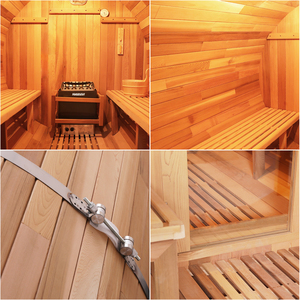 Promoción de almacén de EE. UU. 4-6 personas Sauna de barril de cedro de madera al aire libre con kit de sauna de barril a la venta - Product Image 3