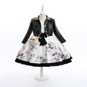 Conjunto de <span class=keywords><strong>Fiesta</strong></span> de 2 Piezas para Niñas, <span class=keywords><strong>Vestido</strong></span> Floral con Lazo Negro y Chaqueta <span class=keywords><strong>Bolero</strong></span>, <span class=keywords><strong>Vestido</strong></span> Blanco con Botones de Perlas de Imitación y Corte en A, Formal - Product Image 2