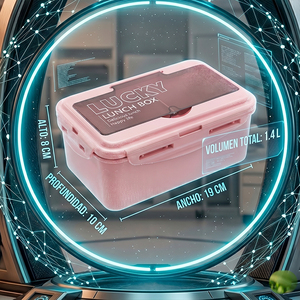 Boîte à lunch Ele-Gate 1,4 L avec couverts, récipient en plastique sans BPA - Product Image 3
