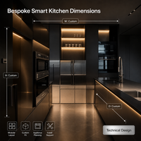 Muebles de Cocina Negros con Iluminación LED Inteligente, Gabinetes Modulares con Acabado Mate, Electrodomésticos Integrados, Conjunto de Muebles B2B