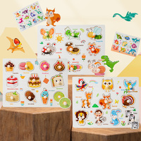 Puzzle Montessori en bois pour enfant d'âge préscolaire, jeu éducatif, panneau de préhension