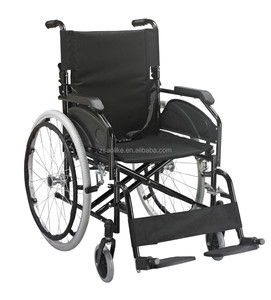 Silla de Ruedas <span class=keywords><strong>Manual</strong></span> de Acero Negro con Recubrimiento en Polvo, con Respaldo Reclinable, Reposabrazos Fijos y Reposapiés Desmontables - Product Image 4