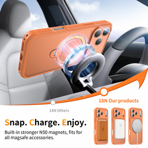 เคส iPhone 17 Pro Max พร้อมขาตั้งวงแหวน ป้องกันแรงกระแทก แม่เหล็กสำหรับ iPhone 16 15 เคสป้องกันแบบใส ขาตั้งวงแหวนแม่เหล็กแบบซ่อน - Product Image 5