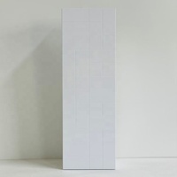 Meuble de salle de bain suspendu PTB Modern Block Panel Satin Blanc Certifié FSC 18mm avec lavabo, miroir LED et armoire