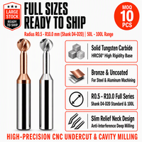 Fraise à queue sphérique HRC56 en carbure de tungstène pour fraisage sous coupure, diamètre R0.5-R10mm, pour acier de moule CNC