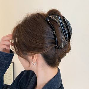 Pince à cheveux grande taille unie simple, forme arche évidée, pince requin de luxe pour queue de cheval, accessoires capillaires quotidiens pour femmes et jeunes filles - Product Image 2