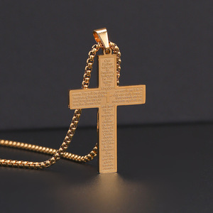 Collana a forma di croce di Halloween in acciaio inossidabile con personalità in acciaio al titanio Hip Hop americano a stelle e strisce - Product Image 2