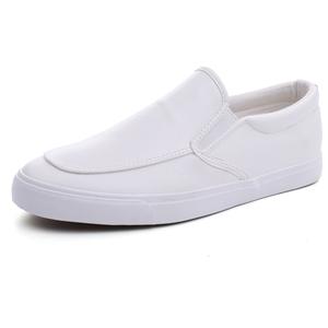 Chaussures d'été tendance pour hommes, légères, basses, plates, en cuir synthétique blanc uni, résistantes à l'usure, à enfiler facilement, pour étudiants - Product Image 5