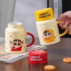 Crayon Shinchan Ceramic <b>Mug</b> <b>With</b> <b>Lid</b> Large Capacity Cartoon Design Office Water Coffee Milk Cup - Product Image 4