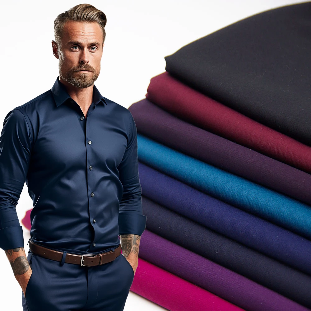 Top selling spandex bamboo fiber and polyester fabric for men's shirt