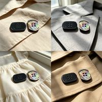 Kancing Cangkang Kotak Hitam Modis Dengan Pinggiran Kecil Untuk Kemeja, Sweater Rajut, Kancing 4 Lubang, Kancing Cangkang Untuk Mantel Tweed, Kancing Jahit Tangan