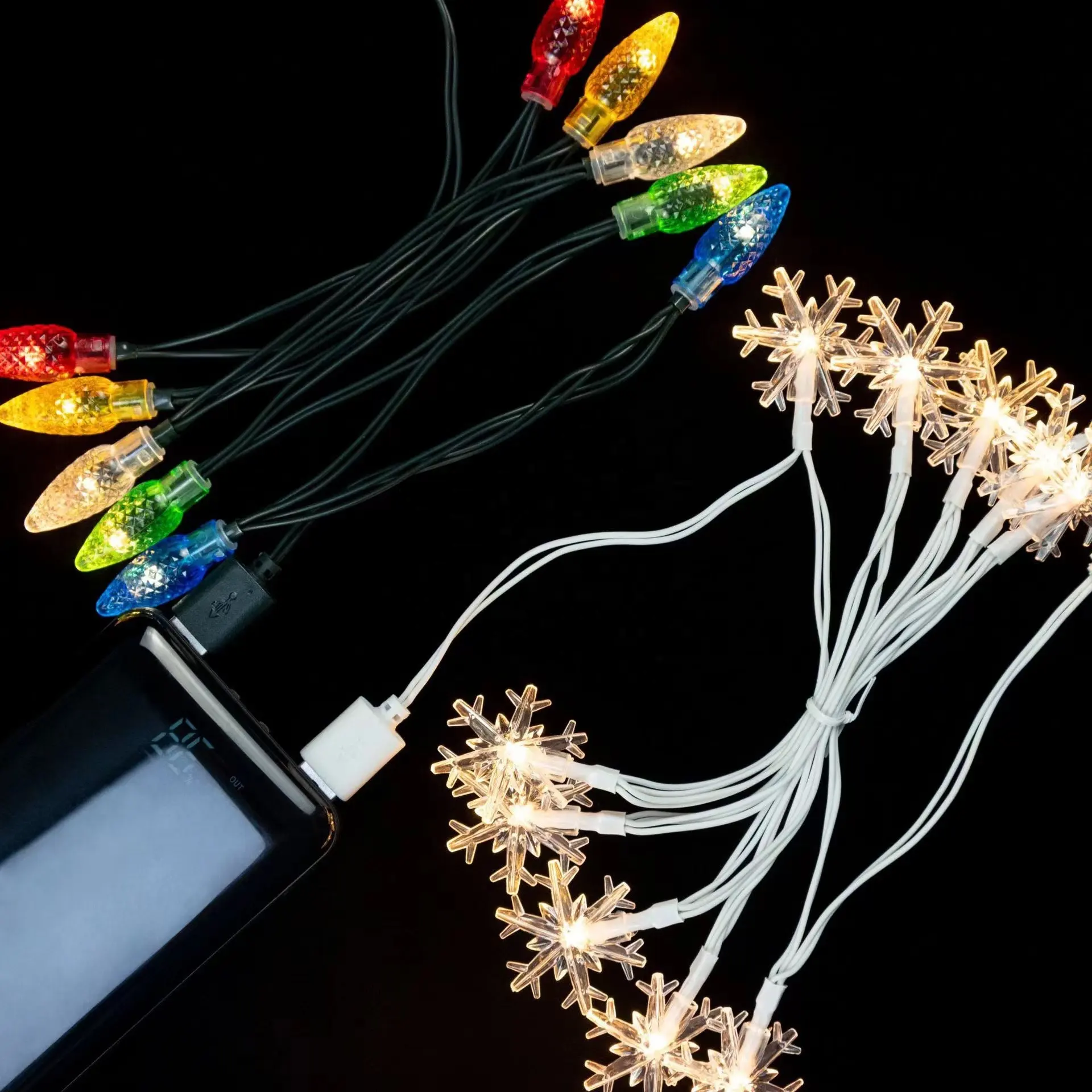 LED Strawberry Christmas light phone charger cable 5V USB powered 50 inch 10 LED multi-color bulb compatible with multiple ports