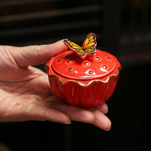 Bonitos tarros de cerámica con diseño de mariposa, latas de almacenamiento de 40ml <span class=keywords><strong>para</strong></span> joyería/especias, accesorio de <span class=keywords><strong>cocina</strong></span> <span class=keywords><strong>para</strong></span> regalos - Product Image 4